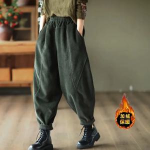 2025 신사 숙녀 대형 4XL Haren 바지 가을 겨울 여성 Thicken Pantalons 여성 하이 웨이스트 스플 라이스 바지