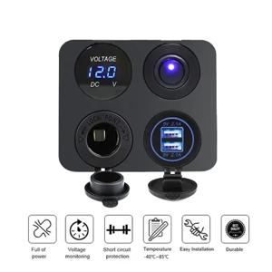 4 in 1 12-24V 듀얼 USB 충전기 자동차 시가 라이터 디지털 전압계 (자동차 보트 트럭 RV ATV 용 로커 스위치 포함)