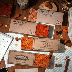 70 Pcs 기호 복고풍 문자 영어 디지털 손 노트 인감 타자기 시리즈 장식 인쇄 재료 나무 스탬프 세트