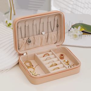 1pc 휴대용 보석 보관 상자 홈 여행 귀걸이 목걸이 반지 보석 상자 미니 계층화 된 보석 디스플레이 케이스