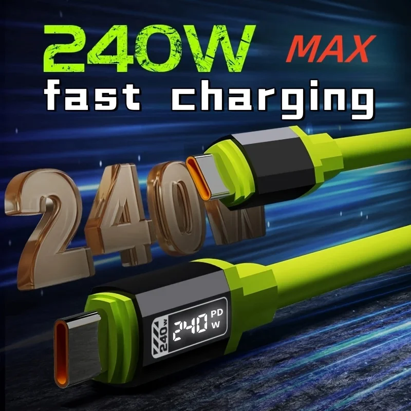 1.5m 고속 충전 240W USB 타입-C to 타입-C 케이블 실시간 전력 표시 기능 포함 아이폰 화웨이 샤오미 삼성 오포 비보용