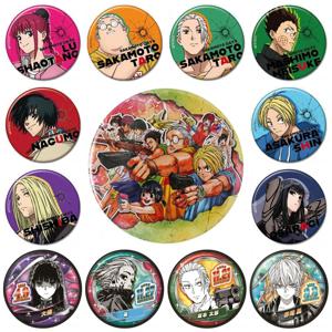 58mm 애니메이션 타로 사카모토 데이즈 아사쿠라 신 히에스케 마시모 생일 코스프레 의상 배지 핀 SPTE Tinplate 브로치 소품 선물