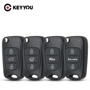 KEYYOU 1개 교체용 리모컨 자동차 키 쉘 플립 접이식 키 케이스 (기아 K2 K5 리오 3 피칸토 씨드 세라토 스포티지, 현대용)