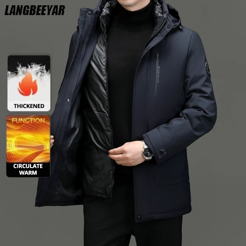 최고급 두꺼운 패션 캐주얼 아우터웨어 겨울 디자이너 후드 파카 코트 따뜻한 남성용 최신 재킷 윈드브레이커 남성 의류