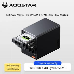 AOOSTAR WTR PRO AMD Ryzen 7 5825U 미니 PC/NAS 8코어/16스레드 듀얼 2.5G LAN 4개 HDD 베이 4K 대용량 저장 트리플 디스플레이 저소음 냉각