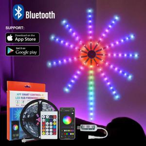 앱 스마트 컨트롤 IC LED RGB 불꽃 조명 10개*50cm+1개 1m USB 전원 음악 동기화 180 LED 조명 벽 크리스마스 장식용