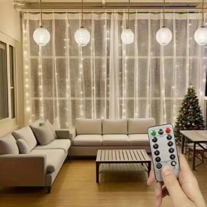 USB 리모컨 LED 커튼 조명 8가지 모드 크리스마스 트리 웨딩 침실 벽 창문 홈 데코