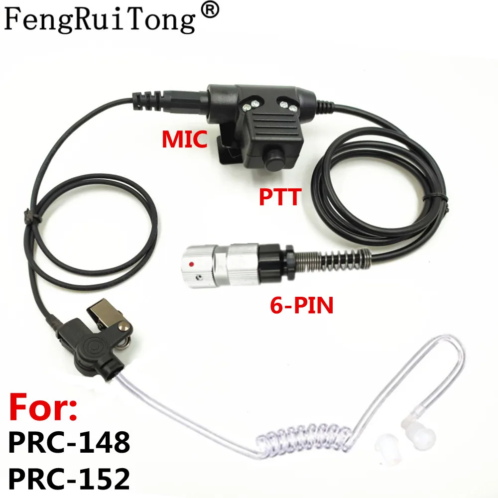 비밀 음향 튜브 NATO 플러그 이어폰 헤드셋 U94 PTT 마이크 TRI TCA/AN PRC-152 PRC624 워키 토키 6 핀 IDF710 PRC152 624