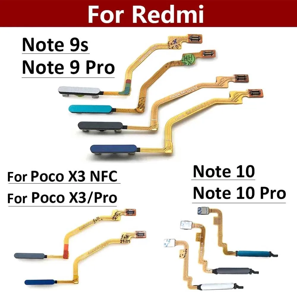 지문 Xiaomi Redmi Note 9 10 Pro 9s Poco X3 Pro M3 홈 버튼 지문 메뉴 반환 키 센서 플렉스 케이블