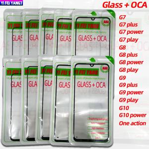 모토로라 모토 G7 G8 G9 G10 플레이 파워 플러스 교체 스크린 LCD 패널 용 OCA 스크린 렌즈가있는 10Pcs 전면 외부 유리