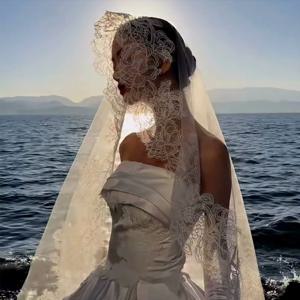 신부 로맨틱 베일 풀 레이스 럭셔리 2024 신상 캐시드럴 웨딩 액세서리 롱 화이트 베일 맞춤 제작 베일