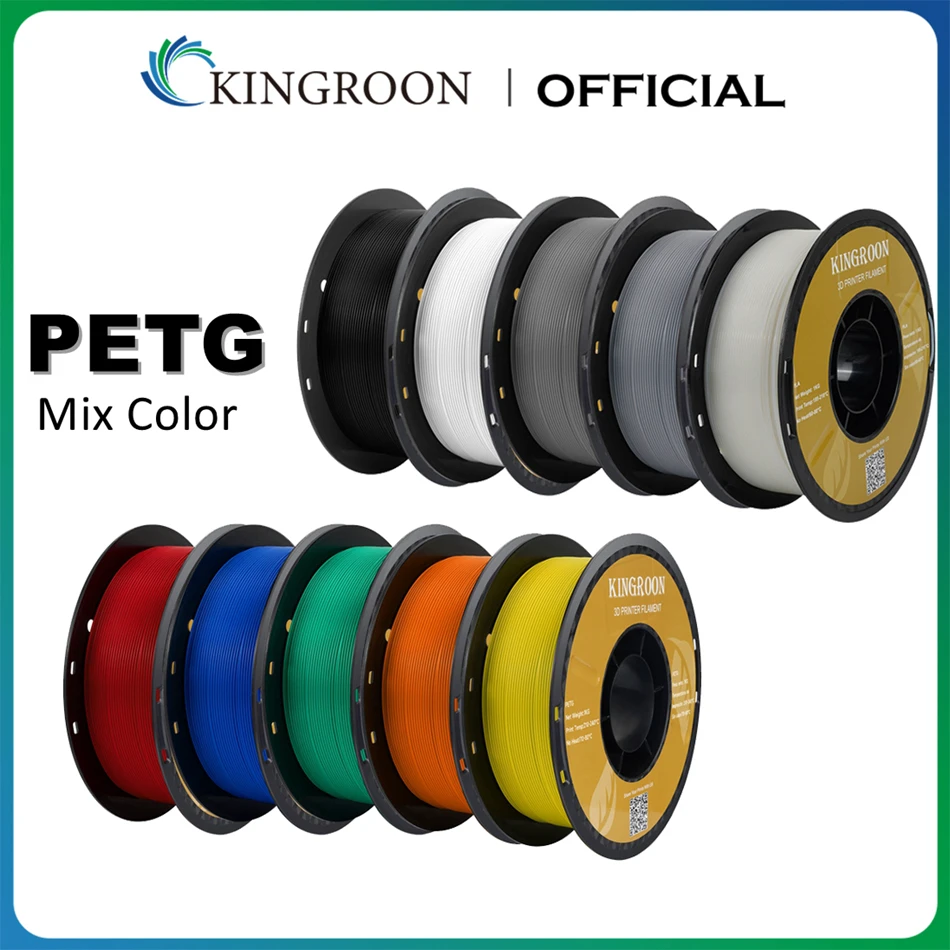 KINGROON PETG 3D 프린터 필라멘트 1.75mm 5KG 10KG 믹스 컬러 3D 인쇄 재료 FDM 3dprinter 용 1kg/롤 petg 플라스틱