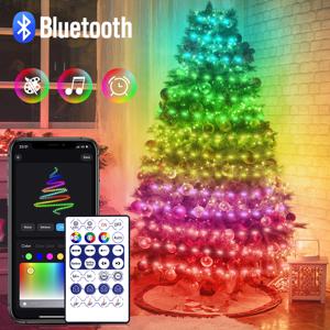 20M RGB 크리스마스 LED 스트링 라이트 USB 블루투스 요정 조명 페스툰 웨딩 캠핑 야외 정원 방 장식 LED 가랜드 램프