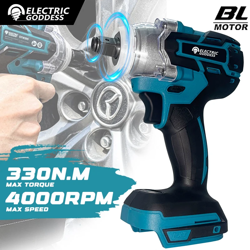 전기 여신 330N.M 토크 브러시리스 전기 임팩트 렌치 무선 렌치 스크루 드라이버 Makita 18V 배터리 핀 용 전동 공구