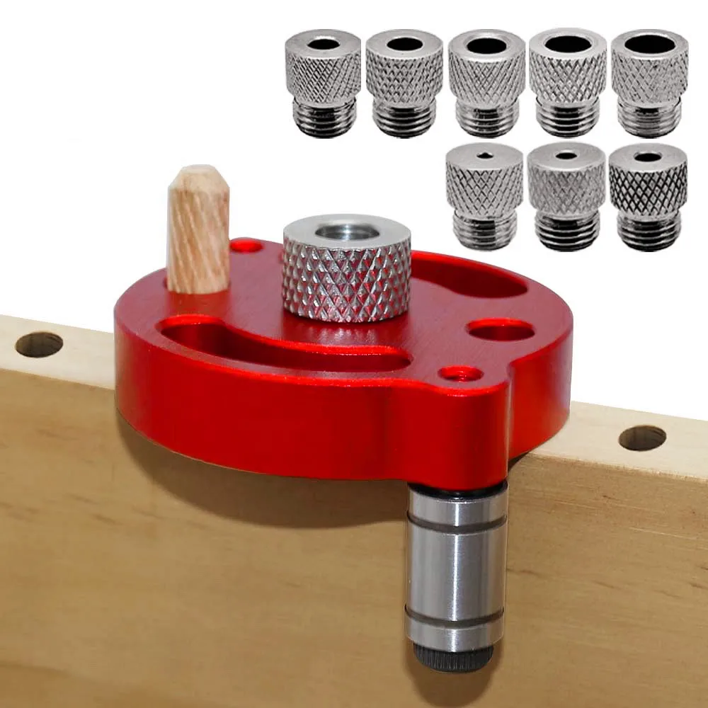3-10mm 다웰 지그 키트 - 8개의 스틸 부싱이 있는 셀프 센터링 드릴 가이드 로케이터 - 목공 알루미늄 합금 홀 펀처
