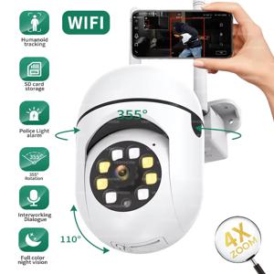 3MP WIFI IP 카메라 야외 감시 비디오 인간 감지 CCTV 보안 4X 디지털 줌 무선 모니터 오디오 야간 투시경