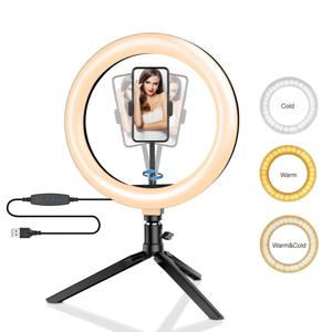 26cm 10 인치 Led 링 Selfie 빛 디 밍이 가능한 사진 조명 키트 라이브 비디오에 대 한 삼각대와 Usb 충전 램프 120 램프 구슬
