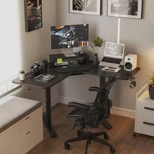 전기 리프팅 테이블 연구용 V자형 책상 Esports 스탠드업 코너 컴퓨터 책상 홈 오피스 앉아서 스탠드 높이 조절 책상