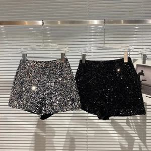 새로운 가을 블랙 벨벳 반바지 여성 스팽글 반짝 이는 다목적 짧은 바지 Clubwear 반바지 핫 바지 하이 스트리트