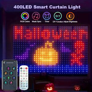 400LED 스마트 커튼 조명 블루투스 App LED 문자열 RGB 요정 조명 DIY 음악 변경 디스플레이 창 침실 장식