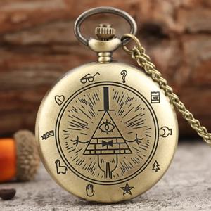 레트로 청동 목걸이 쥬얼리 체인 시계 석영 아날로그 Steampunk 빌 암호 중력 폭포 남성용 회중 시계 선물
