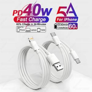 PD 40W USB 케이블 iPhone 16 11 12 13 14 15 Pro Max 7 8 Plus X XR XS Max USB C 케이블 고속 충전 날짜 와이어 전화 충전 라인