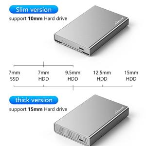 Blueendless 알루미늄 케이스 HDD 인클로저 2.5 인치 외부 SATA 하드 드라이브 인클로저 노트북 용 Usb 3.1 유형 C Hdd 인클로저