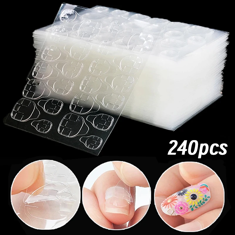 양면 네일 젤리 접착제 투명 거짓 네일 아트 접착 테이프 접착제 스티커 DIY 재사용 가능한 매니큐어 손톱 액세서리