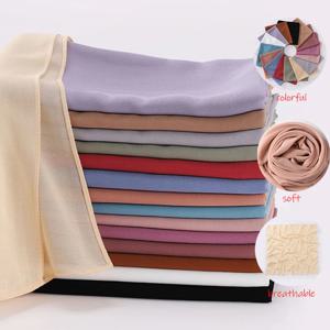 이슬람 쉬폰 Hijab 스카프 솔리드 컬러 Squane 헤드 랩 여성용 Hijabs 스카프 저지 Hijabs 이슬람 Turban 머리띠 목도리