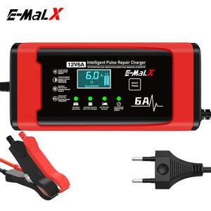 새로운 12V6A 스마트 자동차 배터리 충전기 자동차 및 오토바이 배터리 충전 장치 14.6V LiFePO4 납산 배터리 수리 LCD 디스플레이