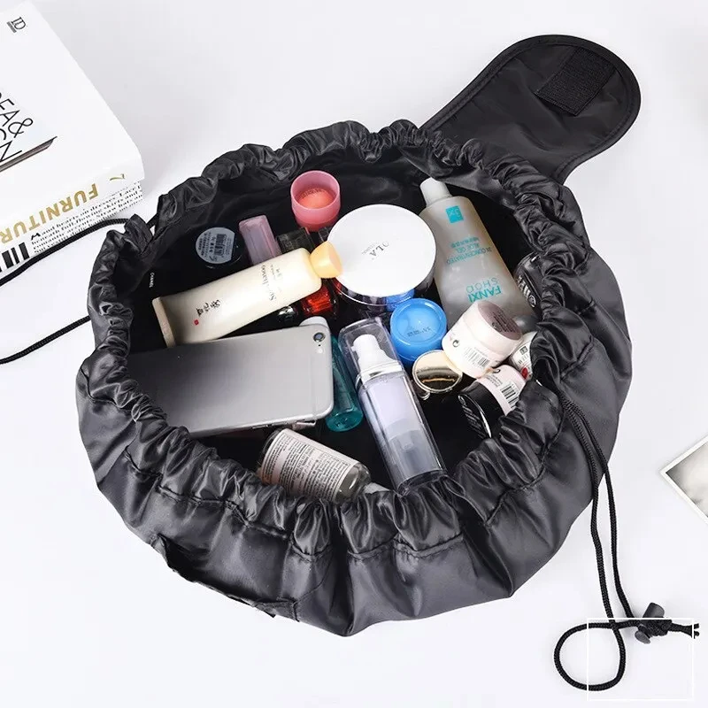 50X62CM Drawstring 탄성 메이크업 보관 가방 여성 휴대용 여행 블랙 대용량 휴대용 핸드백 보관 가방 유행