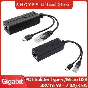 POE 분배기 48V ~ 5V 마이크로 USB tpye-C 100Mbps 및 1000Mbps Huawei Hikvision 용 기가비트 POE 카메라 인젝터 전원 공급 장치