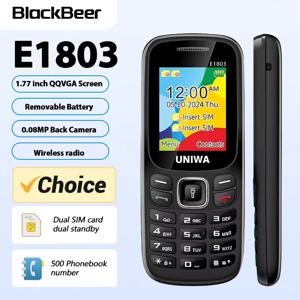 저렴한 가격의 UNIWA E1803 2G GSM 피처폰 1.77인치 듀얼심 시니어 노인용 휴대폰 푸시버튼 무선 라디오 손전등 전화기