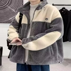 양털 후드 재킷 남성용 겨울 두꺼운 면 패딩 스탠드 칼라 지퍼 클로저 패셔너블 청년 캐주얼 웨어