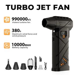 10000mAh 터보 제트 팬 4단 속도 조절 터보 제트 블로워 990000RPM 강력 에어 블로워 60m/s 무브러시 터보 팬 먼지 제거