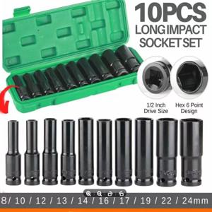 10Pcs 확장 소켓 헤드 전기 소켓 세트 텔레스코픽 소켓 헤드 자동차 유지 보수 도구 육각형 확장