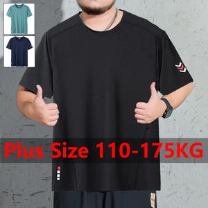 남성용 플러스 사이즈 티셔츠 5XL 6XL 7XL 110-175kg 빠른 건조 티셔츠 통기성 피트니스 러닝 라운드 넥 반팔 탑 의류