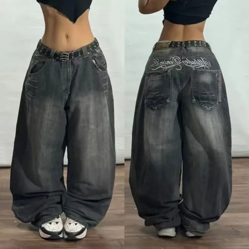 streetwear 새로운 패션 오버 사이즈 프린트 헐렁한 청바지 y2k 하라주쿠 힙합 빈티지 팝 고딕 하이 웨이스트 와이드 레그 팬츠 바지
