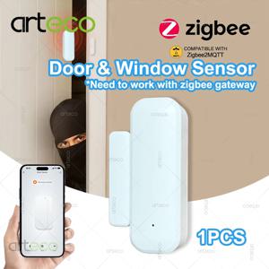 Zigbee 창문 센서 스마트 홈 보안 알람 창 센서 도어 열림/닫힘 접촉 감지기 원격 모니터 지원 Z2M