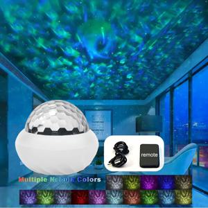 LED USB 갤럭시 프로젝터 램프 360 °   파티 홈 천장 장식을 위한 리모컨이 포함된 북극 오로라 볼 분위기 야간 조명