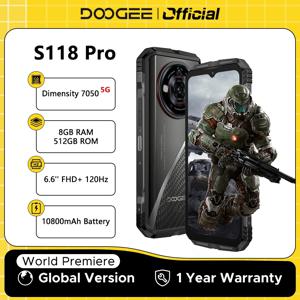 【브랜드+】두지 S118 프로 5G 러기드폰 디멘시티 7050 6.6인치 FHD 120Hz 8GB 램 512GB 롬 10800mAh 배터리 휴대폰 NFC