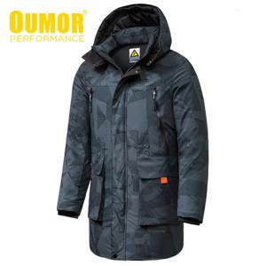 Oumor 남성용 롱 캐쥬얼 위장 후드 재킷, 파카 코트, 야외 패션, 따뜻한 두꺼운 포켓 파카 트렌치, 겨울 신상, 8XL