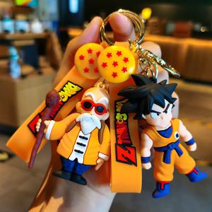 애니메이션 드래곤 볼 키 체인 패션 주얼리 손오공 베지터 피콜로 액션 피규어 8CM PVC 열쇠 고리 남성 여성 가방 펜던트