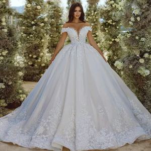 Flavinke 맞춤형 여성 웨딩 드레스 레이스 아플리케 공주 신부 가운 공식 비치 파티 볼 가운 Vestidos De Novia