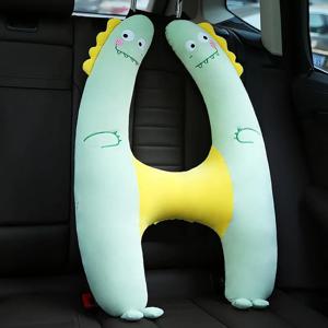 어린이용 편안한 토끼 공룡 인형 베개, 유아용 좌석 벨트, 여행 수면 목 머리 지지대
