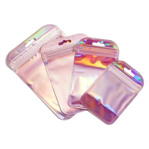명확한 전시 창을 가진 보석 주머니를 위한 50Pcs 자체 밀봉 레이저 작은 비닐 봉투 DIY 보석 포장 선물 저장 부대