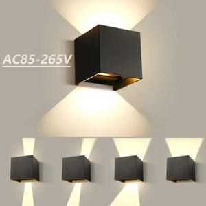 LED 현대 벽 램프 AC110V 220V 6W 차가운 흰색/따뜻한 흰색 조정 가능한 표면 탑재 큐브 Led 정원 베란다 조명 실내 야외