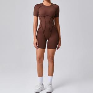 여성을위한 짧은 점프 슈트 체육관 의류 운동복 피트니스 오버올 Backless Scrunch 부티 요가 정장 스포츠 세트 복장