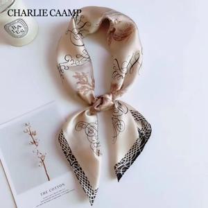 여성용 럭셔리 프린트 스퀘어 실크 스카프, 히잡 머리띠, 네커치프, 새틴 숄, 리본 머리띠, 패션 반다나 스카프