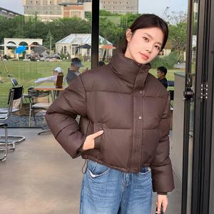여성용 가죽 파카, 스탠드 칼라 코트, 우아한 탄성 커프스, 패딩 재킷, 여성 패션, 가을, 겨울